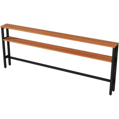 Generisch Rustikaler Konsolentisch aus Massivholz mit Metallrahmen, 2 Etagen, Ablage, schmaler Sofatisch für Wohnzimmer, Flur, Foyer, 119,9 x 19,8 cm