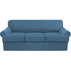 ‎Gamukai GAMUKAI Pack of 3 Sofa Covers Stretch Couch Covers for T Cushions Sofa Protective Covers Soft Furniture Covers with 2 Single T Cushion Shape Seat Covers (Dusty Blue, Sofa)