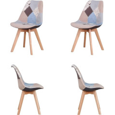 Grobkau Dining Room Chairs Set of 4 Patchwork Linen Office Chairs with Wooden Legs for Home Living Room Kitchen Room (Brown, 4)