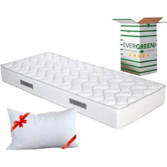 Evergreenweb Materassi & Beds EVERGREENWEB Mattress 85 x 195 cm Made of Polyurethane Foam Waterfoam, Ergonomic, Height 20 cm + 1 Memory Foam Flakes Pillow, Breathable White Cover, Orthopaedic, Massage Effect, Fashion