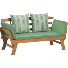 Greemotion Multifunctional Bench, Acacia Wood, Wood-coloured / mint green