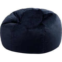 Icon Aurora Velvet Bean Bag, Navy Blue, Adult Bean Bag with Filling, Bean Bag, Velvet Chair, Lounge Chair, Bedroom, Living Room, Living Room Furniture