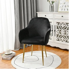 Highdi Stretch Chair Covers Made of Soft Velvet, Curved Backrest Chair Cover with Armrest Covers for Dining Room Chairs Armchair Cover Washable for Dining Room Hotel Banquet Decoration (Black, Set of