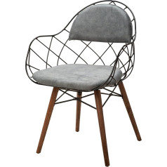 Generic Stuhlmann Chester 746A Dining Room Chair, Kitchen Chair, Upholstered Chair, Living Room Chair, Balcony Chair, Patio Chair, Garden Chair in Grey with Black Metal Frame and Wooden Legs