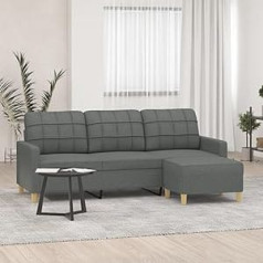 Klyeon 3-Sitzer-Sofa mit Hocker Dunkelgrau 180 cm Stoff,Geräumiges 3SitzerSofa mit Hocker: Stilvoll & Gemütlich für Ihr Zuhause Wohnzimmer, Sofas