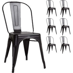 Kosmi - Lot of 6 Black Metal Chairs Matt Black Industrial Style Factory