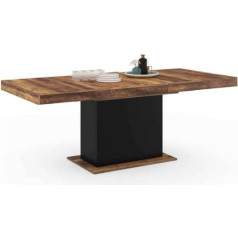 Idmarket - Eden Extendable Rectangular Dining Table for 6-10 Seater Hawkins Dark Wood and Black 160-200cm