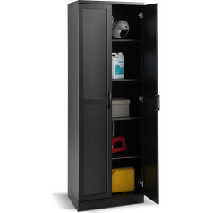 Giantex 5 Tier Storage Cabinet, Tall Storage Cabinet with 2 Doors, 2 Adjustable Shelves, Raised Base, Hinges, Sideboard, Modern Cabinet for Living Room, Kitchen,