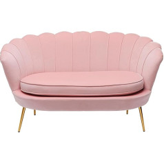 Kare Water Lily Sofa Design, Pink, 2-Seater Couch in Velvet Look, Shell Shape, Removable Cover, 45 cm Seat Height, 76 x 132 x 75 cm (H x W x D)