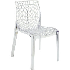 Grandsoleil GRAND SOLEIL Grandsoleil S6316TR Upon Gruvyer Transparent Polycarbonate Stackable Chair, 51 X 52 X 81 cm Cristal Clear, White