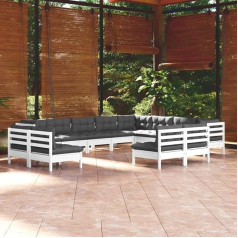 Homgoday 12 Piece Garden Sofa Set with White Pine Cushions, Outdoor Sofas for Garden Set, Outdoor Seating Set, DD