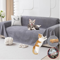 Loiion Sofa Protection Cat, Sofa Cover 2 Seater Couch Protection Cat, Non-Slip Couch Throw, Sofa Cover Waterproof, Protective Cover Sofa for Pets, Children, Cats, Dogs, Grey, 300 x 180 cm