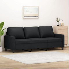 Tanzem 3 Seater Sofa Black 180 cm Faux Leather, Sofas & Couches, Sofa Living Room, Sofa for Teenager's Room, Relax Sofa, Sofa for Bedroom, Upholstered Sofa 359142