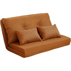 Folding Chair Convertible Floor Sofa Bed Adjustable Lazy Sofa Futon Couch Bed with Metal Frame Cushion Orange