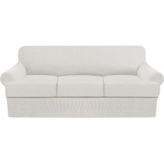 ‎Gamukai GAMUKAI Set of 3 Sofa Covers, Stretch Couch Covers for T Cushions, Sofa Slipcovers, Soft Furniture Covers with 2 Individual T Cushion Shape Seat Covers (White, Sofa)