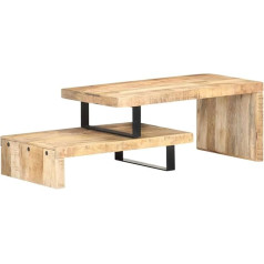 Adwoa 2-Piece Coffee Table Set Solid Wood Mango Coffee Table Small Living Room Table for Couch
