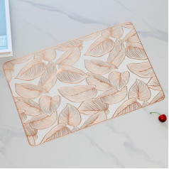 Mesnt Tischset Rechteckig Abwaschbar, 4er-Set Rechteck mit Blattmuster Hitzebeständig Platzsets für küche Speisetisch Hotel, Platz-Matten, 45x30cm, Roségold