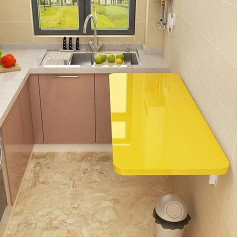 Generisch Klapptisch zur Wandmontage, für kleine Räume, Gelb, 80 x 50 cm, multifunktionaler Schreibtisch für Waschküche, Esszimmer, Arbeitszimmer, Küche und Bar, schwimmender Kinderschreibtisch mit