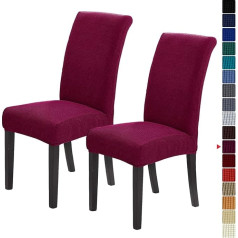 Howhic Dining Room Stretch Chair Covers Set of 2 Removable Washable Dining Chairs Seat Protector Great Home Decoration and Banquet Upholstery (Burgundy, 2 Pack)