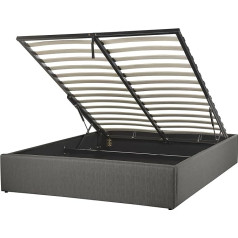 Dinan Upholstered Bed with Fold-Up Slatted Frame 140 x 200 cm Grey