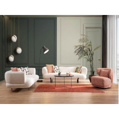 Generisch Sitzgruppe/Sofa Set - Wohnzimmergarnitur 'Rose' 3+3+1, Farbe:Beige/Hellrot