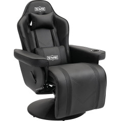 S*MAX Gaming Chair with Footrest Gaming Chair High Back with Adjustable Backrest Cup Holder Side Pocket Gaming Chairs for Adults Black White