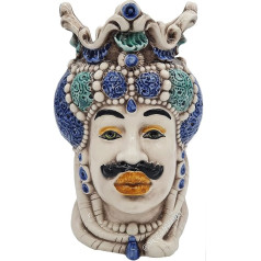 sicilia bedda - Sicilian Moro heads made of ceramic from Caltagirone - completely handmade - height 18 cm (blue man's head)