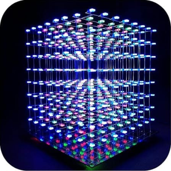 iCubeSmart 3D LED Cube Kit DIY Kit LED Light Cube DIY Electronics 8 x 8 x 8 cm Cube Kit for Electronic Laboratory Creative Gifts Enthusiasts Electronic Course Design