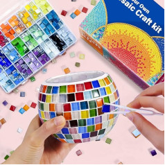 Glass Mosaic Candle Holder Kit, Creative DIY Mosaic Art and Craft Set for Children Adults, Tea Light Holder for Home, Lighting, Decoration, Handmade Artwork, Gift Children Girls