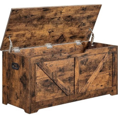 Vasgale Shoe Bench, Storage Bench, Seat Chest, 2 Safety Hinges, Storage Cabinet, Barn Style, for the Hallway, Bedroom, Living Room, Vintage Brown, 40 x 100 x 46 cm, LSB060T01