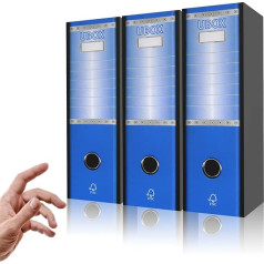 LogicaShop UBOX Large A4 Ring Binder with Storage Bag, Archive Classifiers for Documents, Office, Dox Recorders with Lever Handles (Spine 8, Pack of 3, Blue)