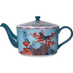 Mikasa x Sarah Arnett Teapot, Porcelain Teapot with Lid, Tropical Print for Entertainment, 1.1 L - Gift Box & Dishwasher Safe