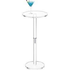 solaround Acrylic Side Table, Clear Side Tables for Small Space, 25cm Round Modern Drinks Table for Living Room, Bedroom, Business