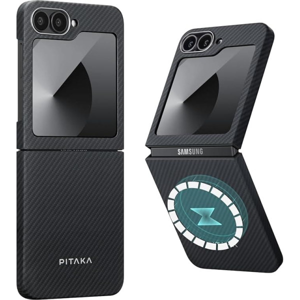 pitaka Magnetic Case for Samsung Galaxy Z Flip 6, Made of 100% Aramid Fibre, Ultra Thin Mobile Phone Case, Compatible with Magsafe, Durable Protective Case with Comfortable Feel [MagEZ Case 5]