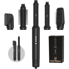 Hairstyler 5-in-1 Hair Styler Set, Airbrush 5 in 1 with 110,000 rpm Warm Air Brush, Round Brush Hairdryer, Hair Dryer, Curling Iron, Straightening Brush, Airstyler 5 in 1 for All Hair Types, Drying,