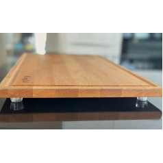 Bord 0001_High-Quality Beech Solid Wood Chopping Board 52 x 30 x 1.8 cm XXL Large with Juice Groove Non-Slip Feet Antibacterial Knife Friendly Kitchen Board Stove Cover Cheese Board Serving Board