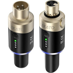 LEKATO 5.8 GHz Wireless Microphone Transmitter Receiver Plug-on XLR Microphone Wireless System for Dynamic Microphone, Audio Mixer, DSLR Camera, PA System