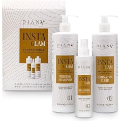 DIANA BEAUTY CREATIVE - Instaglam Set for Hair Lamination I Priming Shampoo I Laminating Fluid I Fixing Spray I Three-Stage Care I Comprehensive Protection I Easy to Use I Set of 3