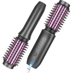 Wireless Curling Iron Brush, Portable Travel Curling Iron Mini Brush for Women, 7000 mAh USB Rechargeable Curling Iron Brush with Negative Ions, Grey