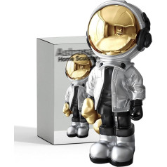 EZ4ENCE Astronaut Statues Spaceman Sculpture Resin Art Child Gifts Silver Figure Ornament Room Decoration for Men, Home and Crafts Desktop Accessories Table Decoration Office Bookshelf