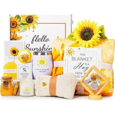 Birthday Pamper Gifts for Women, Get Soon, Sunflower Baskets, Relaxing Spa, Bath Box, Gift, Self-Care, Basket Set with Blanket, Christmas Gift Ideas for Your Best Friend