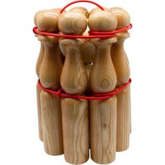GICO 3019 Wooden Bowling Game for Children and Adults - Indoor and Outdoor Fun with Quality Product Made of Solid Wood - Made in EU Height 30 cm