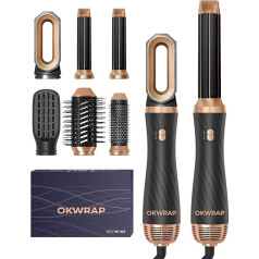 Hair Styler Set, OKWRAP Airstyler 6 in 1 with Round Brush Dryer Hair Styler Warm Air Brush Thermal Brush Airflow Curling Iron Automatic Volume Blow Drying Brush for Straightening, Drying, Volume,