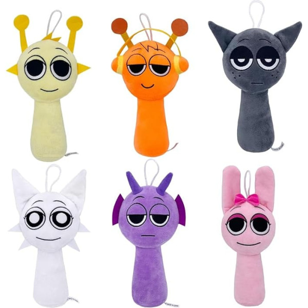 Super JAKES Sprunki Plush, Sprunki Game Plush Toy, Soft Stuffed Toy, Cushion Figure, Doll, Christmas, Birthday, Gifts for Adults and Kids (6 Pieces Sprunki Plus)