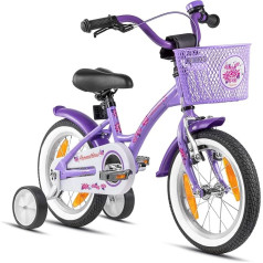 PROMETHEUS BICYCLES Children's Bicycle from 4 Years - Girls' Bicycle 14 Inch Children's Bicycle Girls Bicycle Children with Stabilisers Coaster Brake in Purple