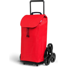 Gimi Shopping Trolley with 6 Wheels, Waterproof Bag, 100% Polyester, 52L Capacity, 44.1 x 50.7 x 95.6 cm, Red, Grande, 168473
