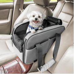 Petsfit Multifunctional Dog Seat Centre Console Car Seat Dog Centre Console Airline Approved with Safety Strap and Pockets, Car Flight Bag for Small Dogs Cats up to 5 kg