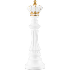 Navaris Decorative Chess Figure King White - Decoration for Bookshelf Office Furnishings - 13 x 13 x 40.5 cm - Chess Figure - Shelf Decorative Sculpture - Made of Resin
