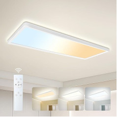 ONDTA LED Ceiling Light Dimmable 22 W, 58 x 20 cm 2700 K-6500 K, Ceiling Light with Remote Control and Night Light Mode, IP44 Waterproof LED Panel for Kitchen, Living Room, Bedroom, Bathroom, Office,