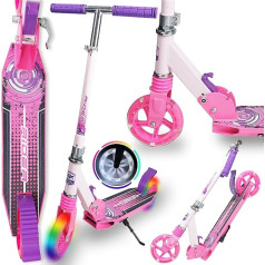 WeLLIFE Children's Aluminium Scooter | 140mm LED Wheels | Pink Aluminium Scooter | Height Adjustable for Children